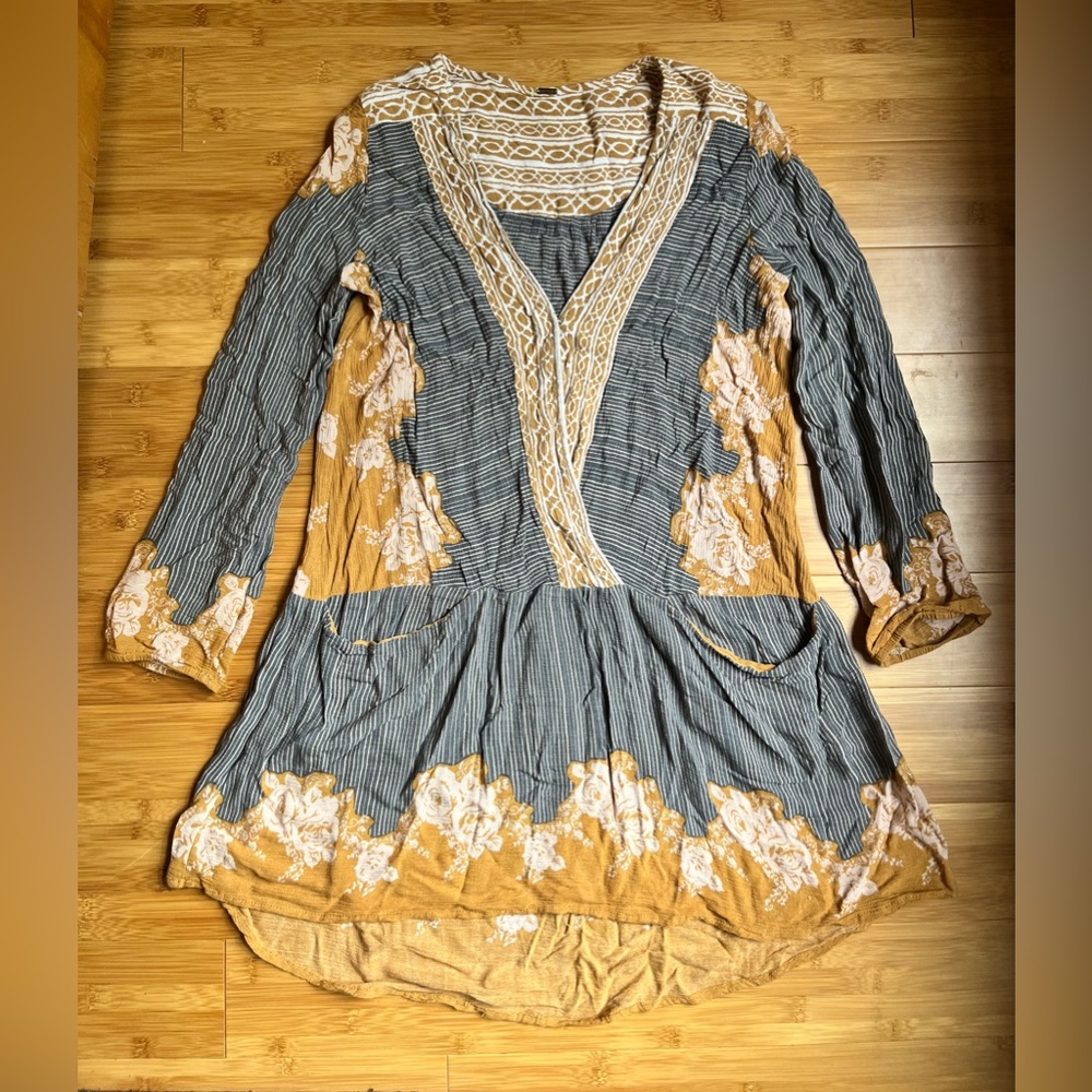 Free People Bohemian Striped Floral Dress/Tunic